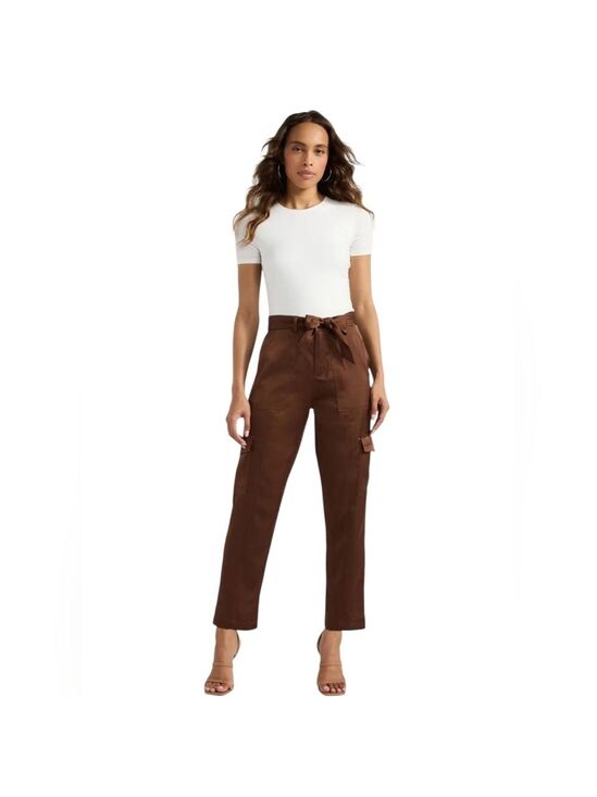 Sofia Jeans Pants - Sofia Jeans Women's Tapered High Rise Satin Cargo Pants, 27" Inseam, Size 16